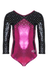 Girls Belle V Neck 3/4 Sleeve Shine Gymnastics Leotard