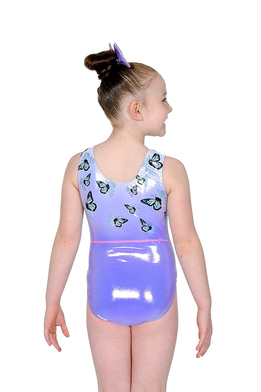 Bliss Butterfly Print Sleeveless Leotard with Crystal Motif