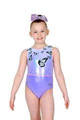 Bliss Butterfly Print Sleeveless Leotard with Crystal Motif