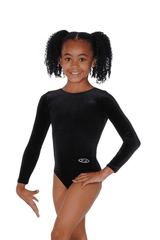 Classic Long Sleeved Smooth Velour Gymnastics Leotard