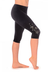 Dazzle Smooth Velour Capri Leggings with Jewel Star Motif