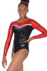 Elevate Crystal Motif Long Sleeve Gymnastics Leotard