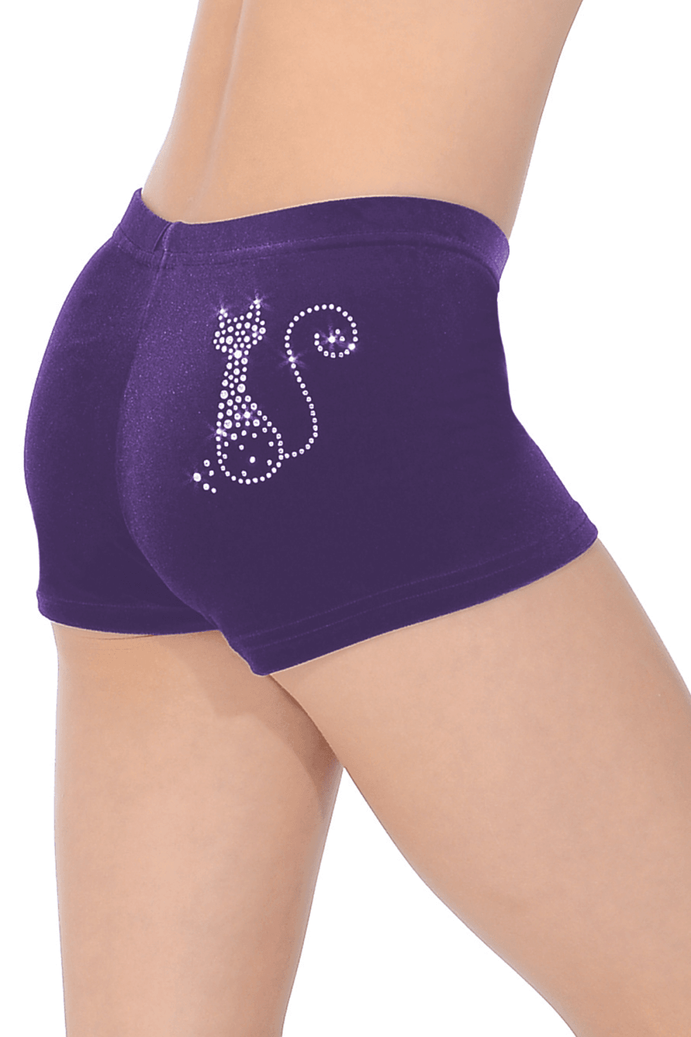 Short taille basse en velours lisse avec motif chat