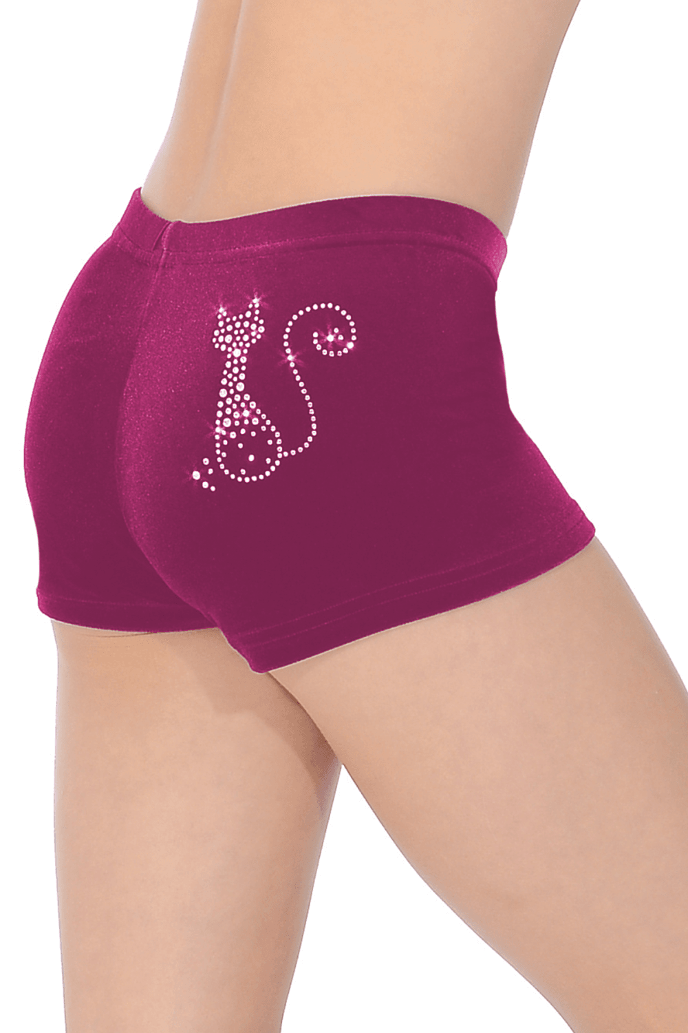 Smooth Velour Hipster Shorts with Cat Motif