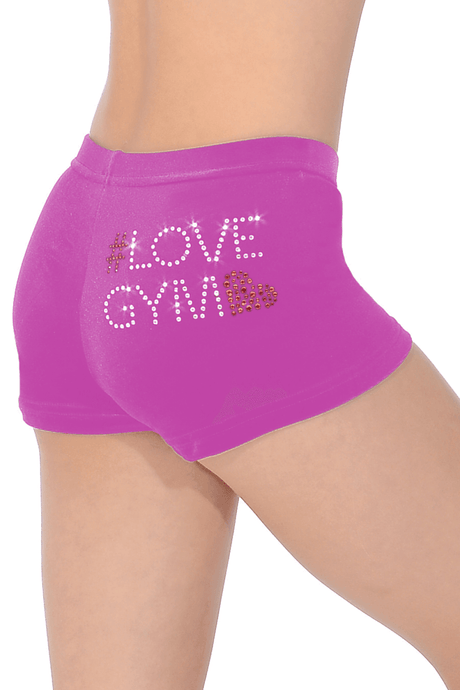 Short taille basse en velours lisse avec motif #LOVE GYM