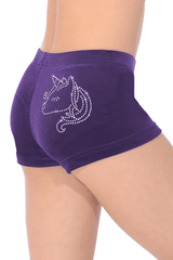 Short taille basse en velours lisse avec motif licorne