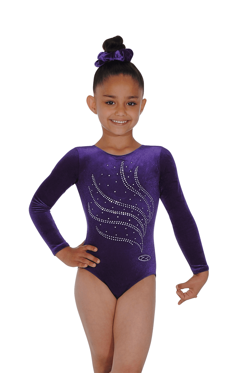 Tiara Crystal Motif Long Sleeved Gymnastics Leotard